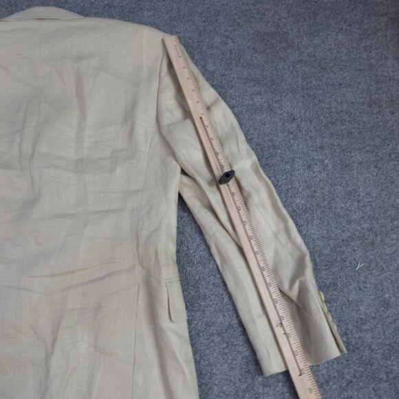 Faconnable Sport Coat 40R Beige Solid 100% Linen 3 Button Half Lined - Picture 8 of 11